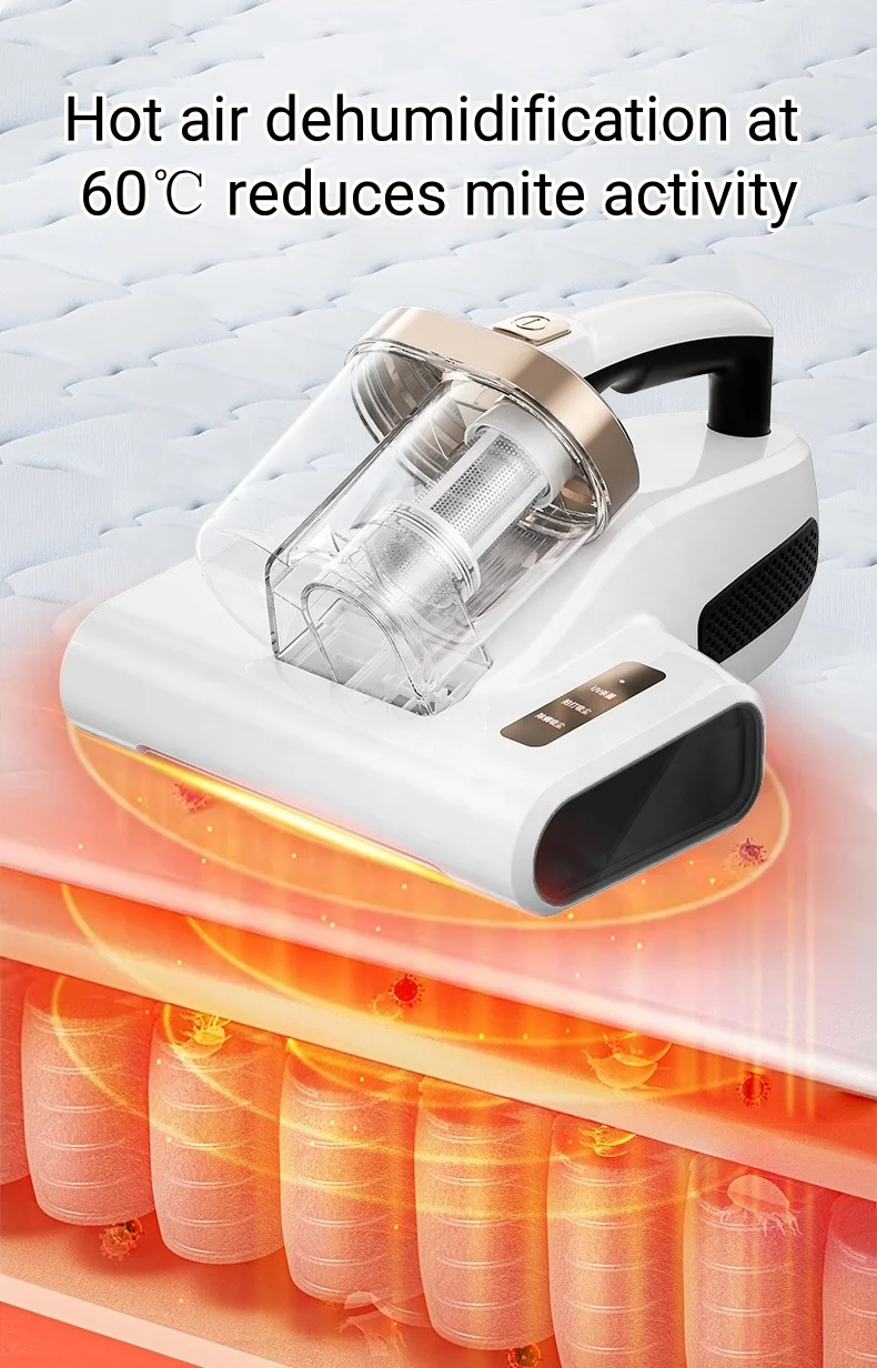 Hot selling bed vacuum cleaner dual dust tank 20000Pa mite killer with UV function dust mite remover