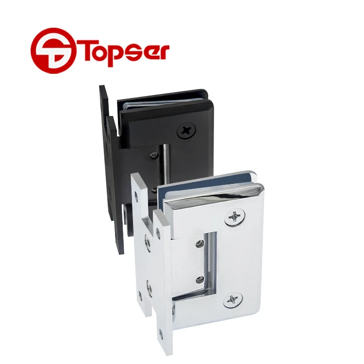 TOPSER Solid Brass 90 Degree Adjustable H Type Wall to Glass Mount Shower Door Pivot Hinge Hardware