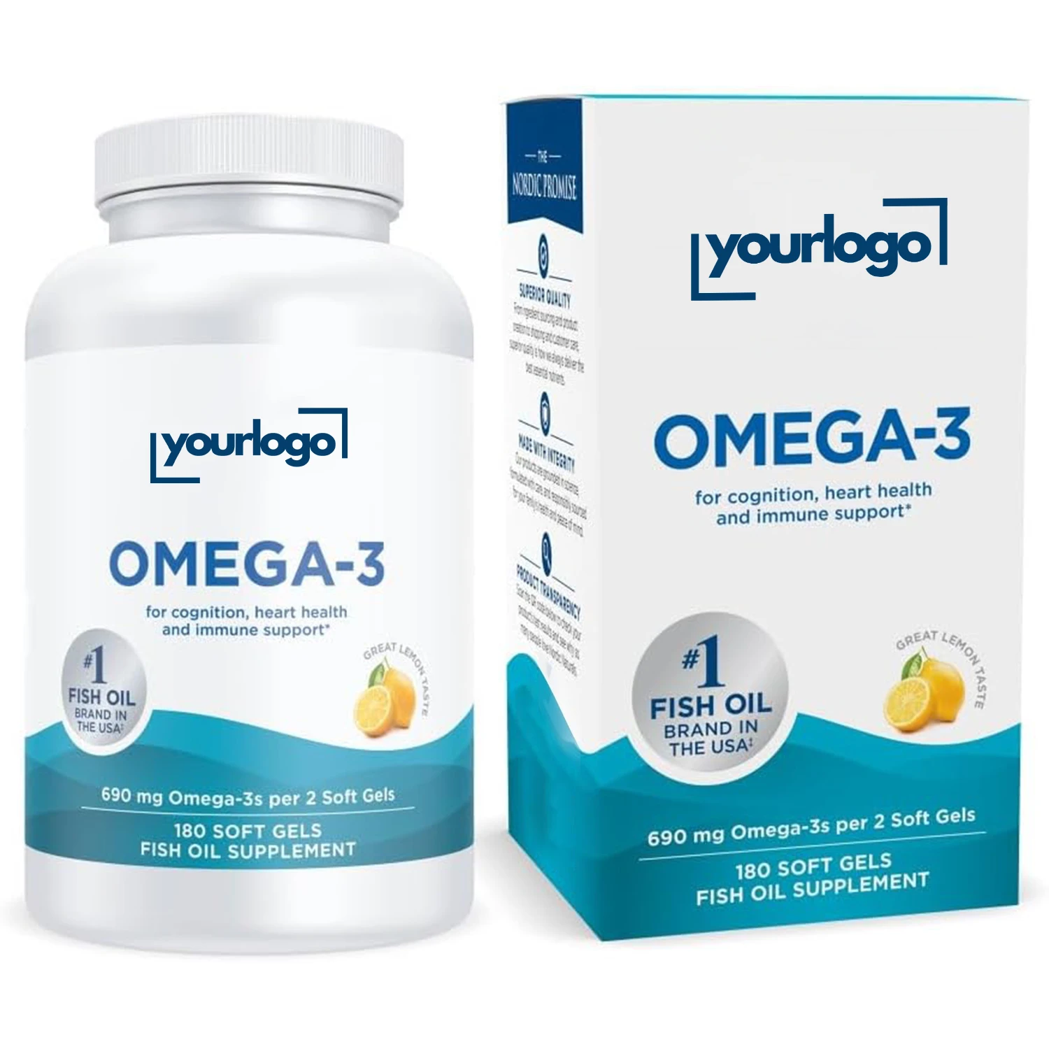 Lemon Flavor Fish Oil Supplements Fish Oil Omega-3 EPA Capsules Immune Support Kid DHA Vitamin Omega 3 Tryglyceride