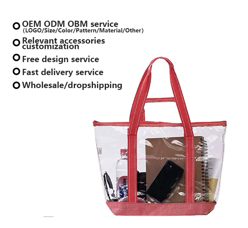 OEM ODM PVC Clear Tote Bags Tasche Frau Ladies Purses And Handbag Sac A Main Pour Femm Trendy Bags Luxury Transparent Beach Bags