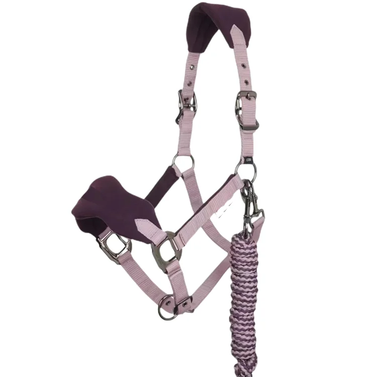 Horse Equipment Equestrian Head Collars Horse Halter Matching Lead Rope With Durable Hardware
