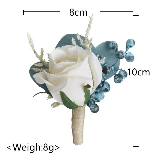 Groom Bride Corsage Simulation Silk White Rose Flower Business Conference Lapel Flower Wedding Bridesmaid Sister Wrist Flowers