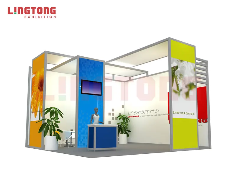 6x6m Customized Exhibition Stand Booth With Aluminum Profiles and Other Lingtong Materials Different Prices in Description