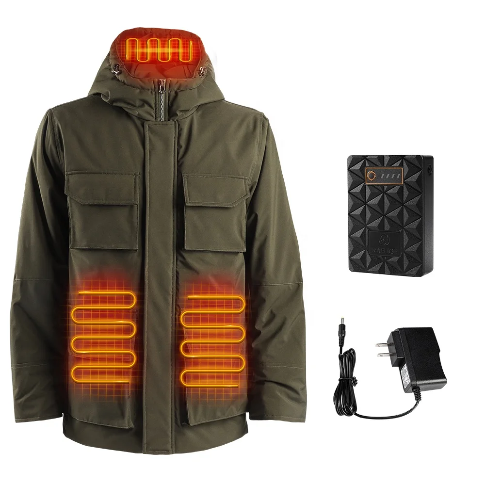 New Fashion Design Winter Digital Led Control Man Heated Jacket  Gray Sport Outdoor Clothes