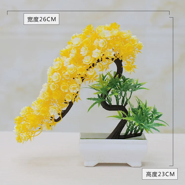 Artificial Bonsai Pine Tree With Flower Decor For Home Office Table Decoration Potted Desktop Ornament Indoor Bonsai Display