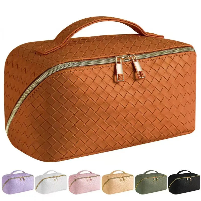 Wholesale Toiletry Travel Large Capacity Pu Pillow Leather Cosmetic Makeup Bag Cosmetic Case With Zipper