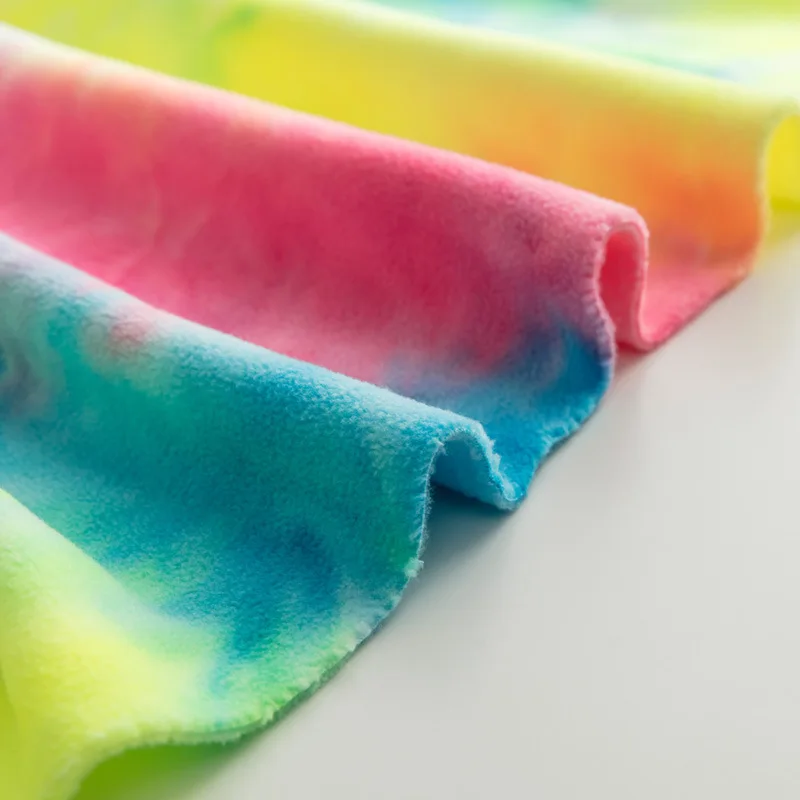 Manufacture polyester polar fleece sherpa tie dyed knit fabric for winter coat with hand soft