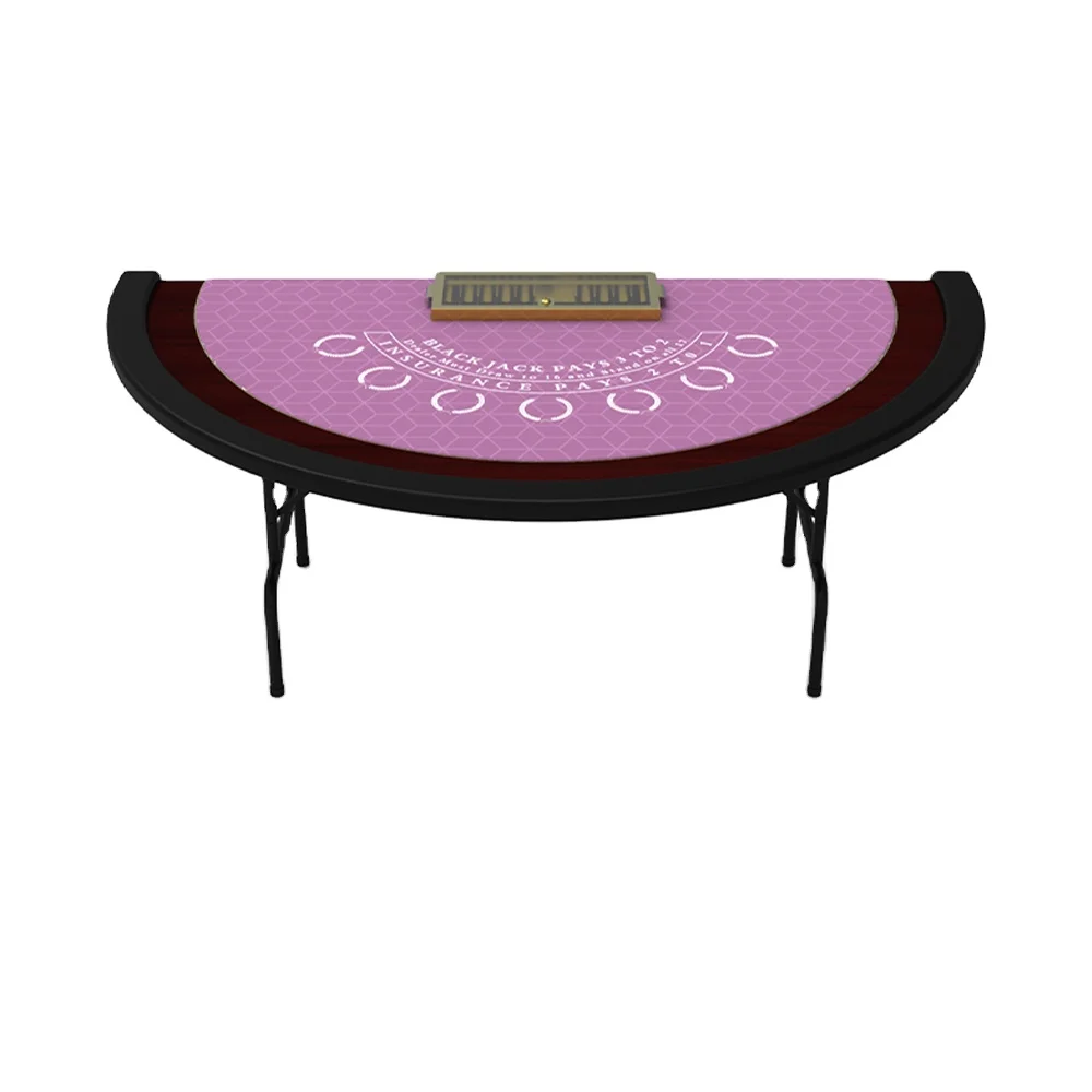 Wholesale price gambling luxury custom folding blackjack poker table with cup holder for sale