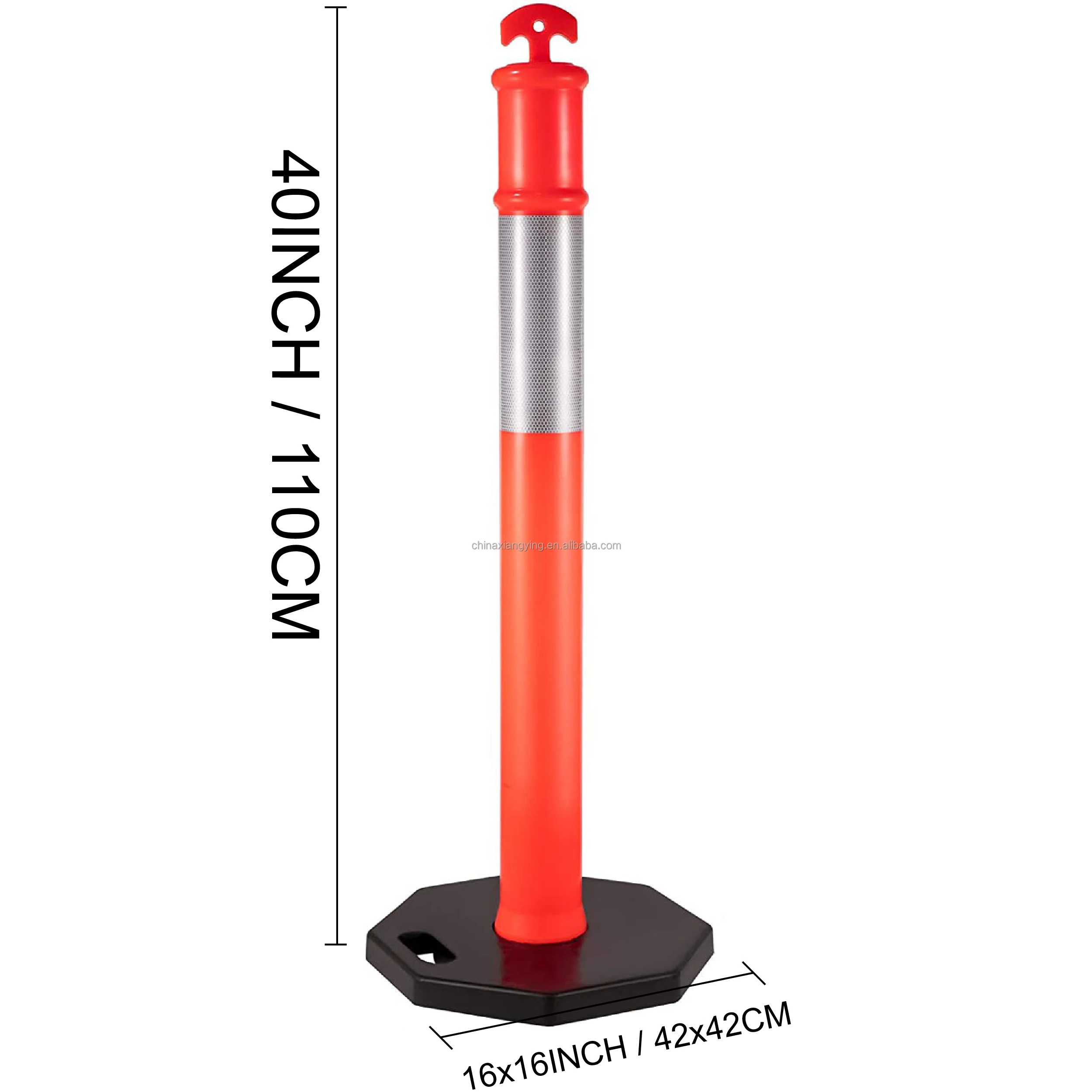 High-Visibility Orange PE Cones - 16 Inch Durable Rubber Base Delineator for Construction and Facility Management