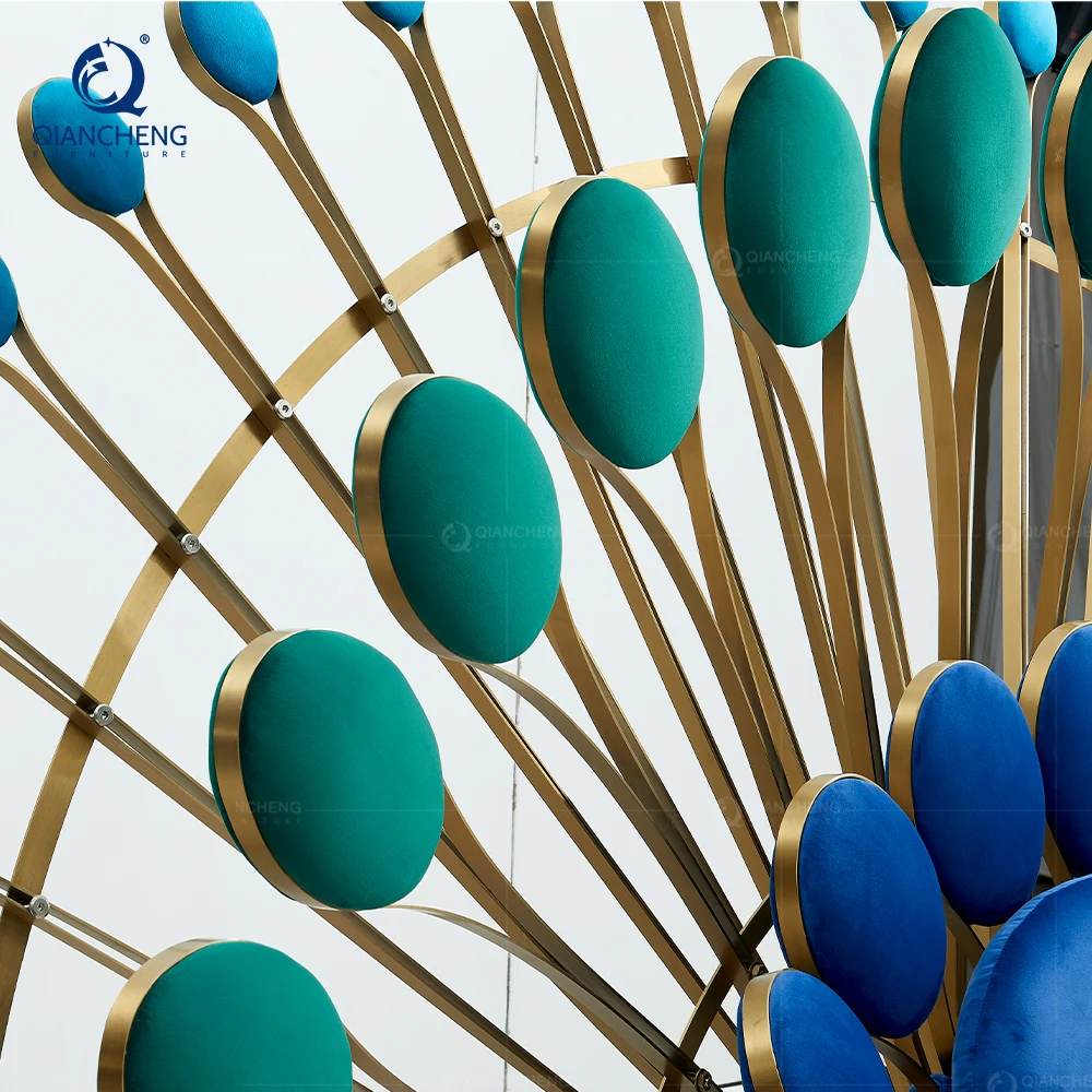 Custom china furniture design leisure Armchair the garden of beauty rose gold stainless steel Peacock throne ceremonial chair