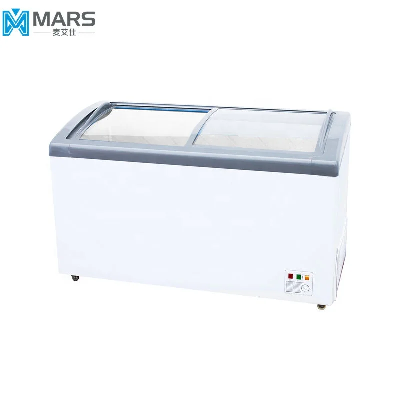 HOT SALE G-MARK CERTIFIED SD/C-308Y MARS 308L curved glass door chest freezer