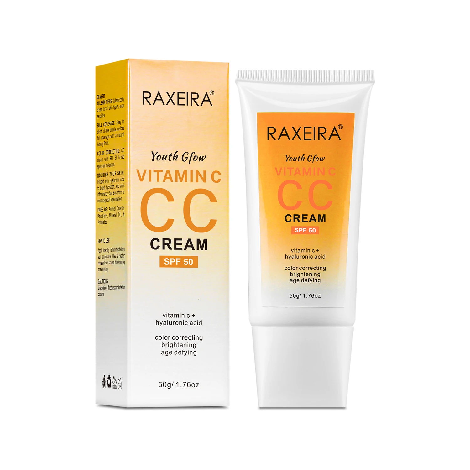 OEM/ODM Vitamin C BB And CC Creams Uv Protection Facial Sunscreen SPF 50 Moisturizing Makeup CC Cream Foundation