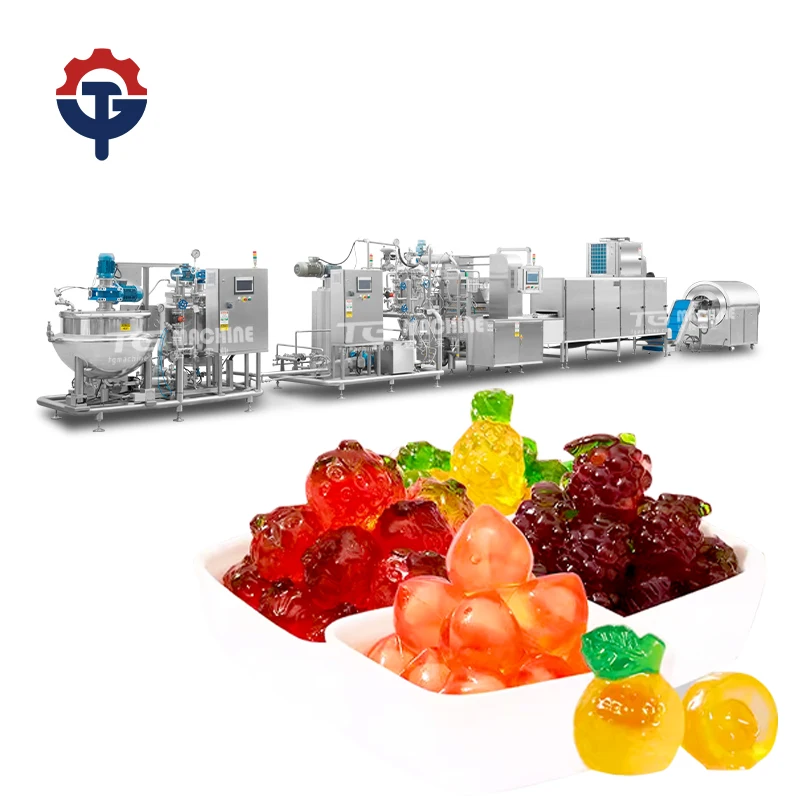 energy saving fully automated shiny gummy candy production line with oil sugar coating