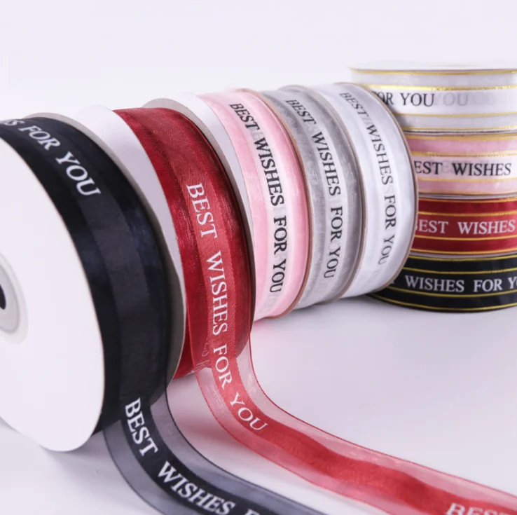 2.5 cm best seller wholesale fabric printing Ribbon pull flower ribbon  for flower packing ribbon