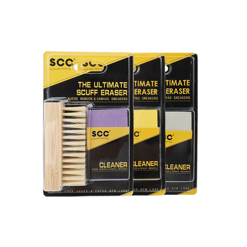 Factory Wholesale Custom Logo 2 In 1 Wooden Handle Sneaker Cleaning Brush Shoes Cleaner Brush With Suede Eraser