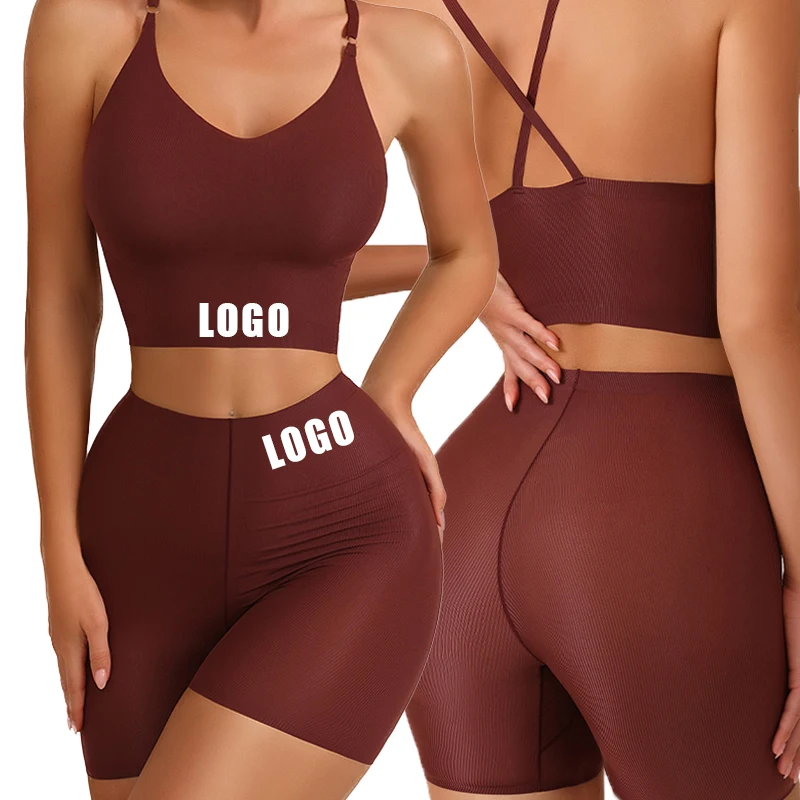 Sharicca Sports Removable Padded Bra And Panty Set Workout Womens Underwear Custom Logo Bra And Shorts Sets