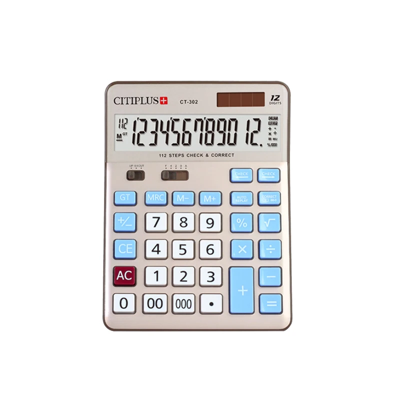 CT 302 112 Steps Check&correct Function Calculator with 12 Digits Dual Power Calculator