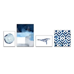 OEM ODM Modern Home Decor 300gsm Polyester Blue Paintings Art On Canvas