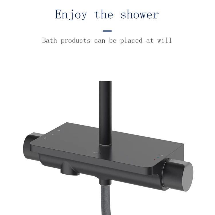 HEGII modern bath room high pressure rain fall shower head mixer bathroom matt black shower faucet rain shower set