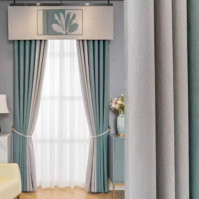 Fashions Indoor Curtains Factory Direct Sale Blackout Shadings Chenille Stitching Color Curtains For The Living Room Luxury