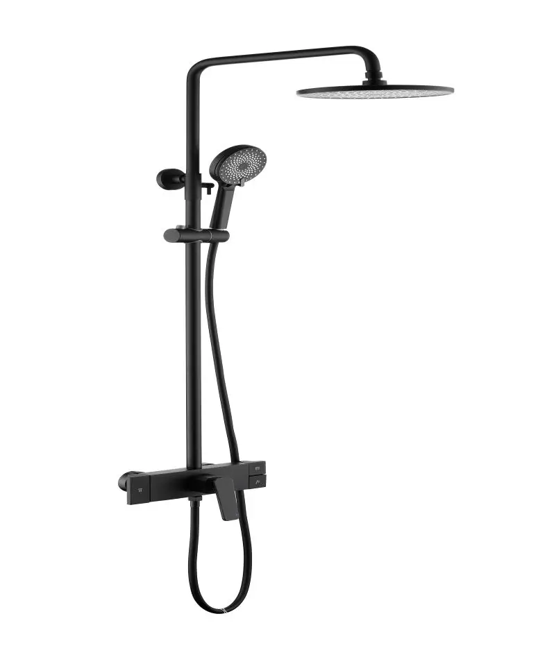 Top Quality Brass Thermostatic Shower Column With Rainfall Shower Head And Hand Shower For Bathroom