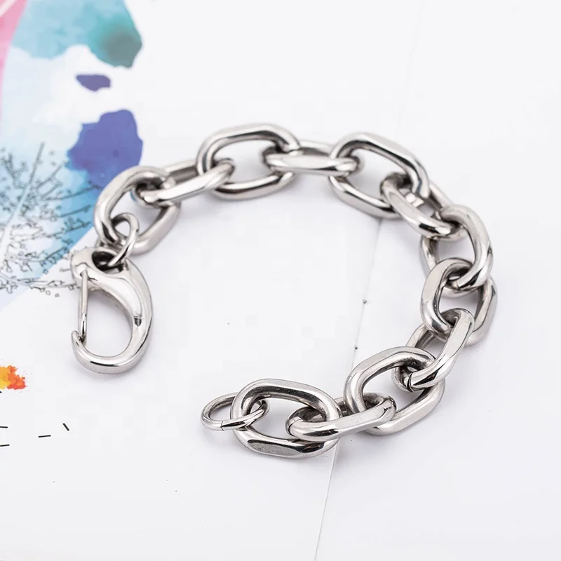 Light Luxury Simple Cuban Male Bangles Stainless Steel Gloss O Shape Chain Bracelets