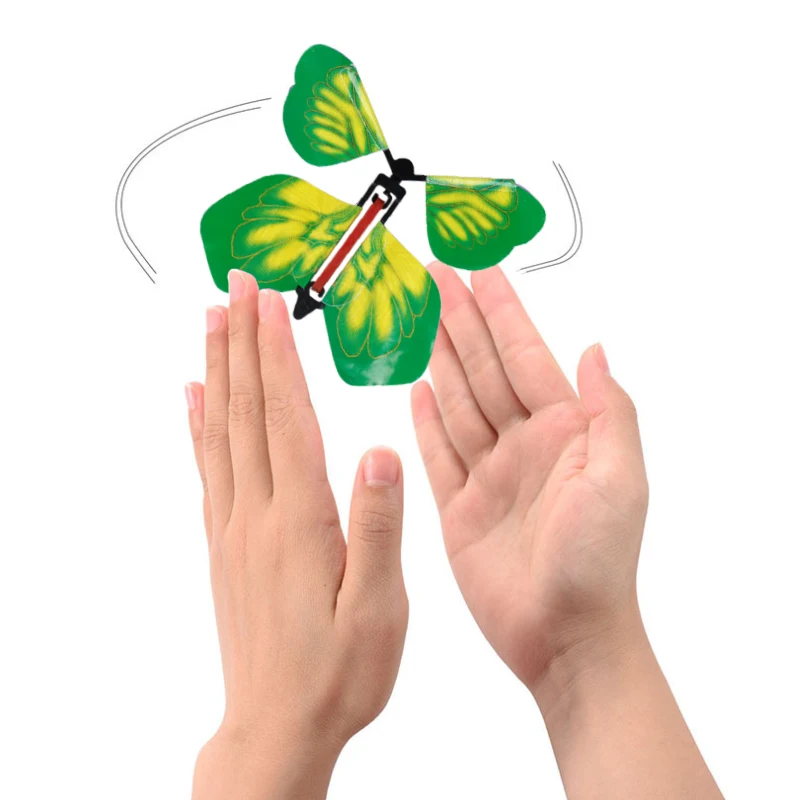 10PCS/SET Magic Flying Toys Butterfly Worked by Elastic Band Tricks Change Hands Funny Prank Joke Mystical Fun Surprise Gift Toy