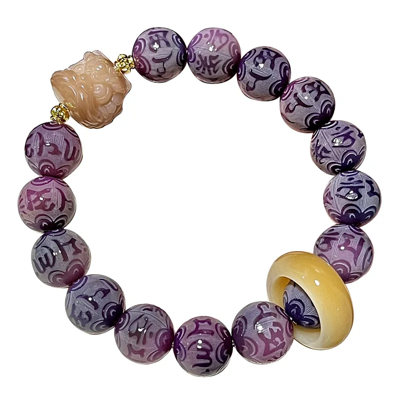 Handmade 18K Gold Plated Buddha Bangle Bracelets Good Luck Bodhi Seed Mantra for Women and Men Christian Wedding Jewelry