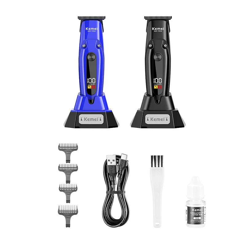 Kemei km-1553 Electric Rechargeable Professional Hair Trimmer 7000RPM Motor Cordless Barber Machine For Men