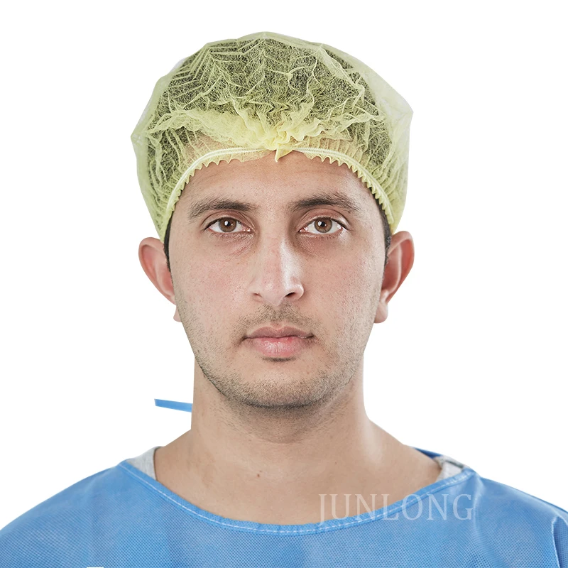 Junlong Non-woven Disposable Clip Cap for Cleanroom Hairnet Nonwoven Bouffant Hair Cap For Food Industry