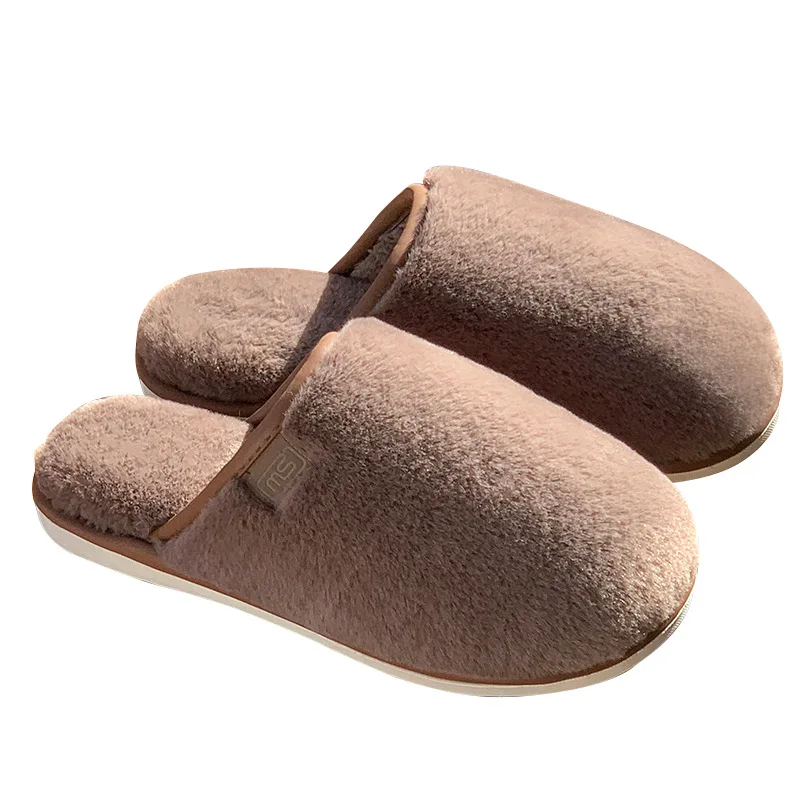 Wholesales Soft Fashion Winter Warm Fur Comfy Sole Lady Men Slides Plush Slippers For Women Cotton House Slippers