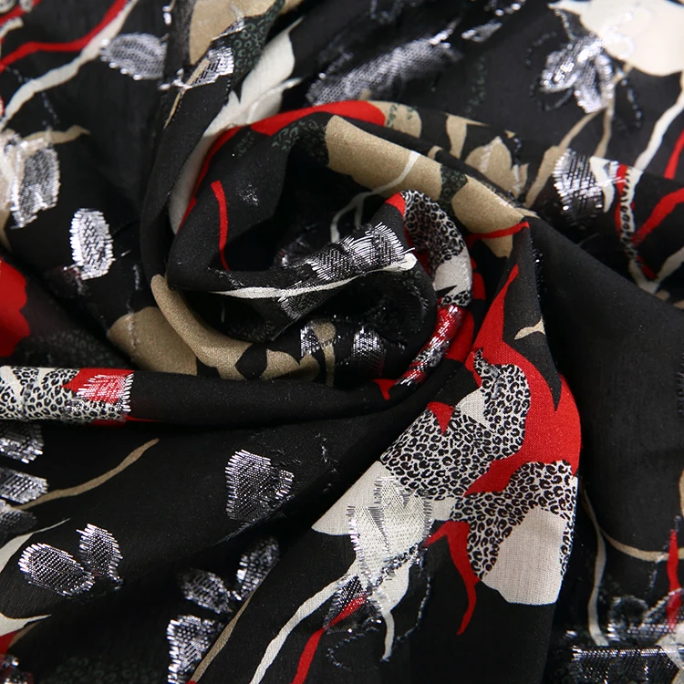 Вискоза, жаккардовая ткань с зажимом, 14 момме, металлический шелк, жаккардовая ткань, ткань с Африканским принтом