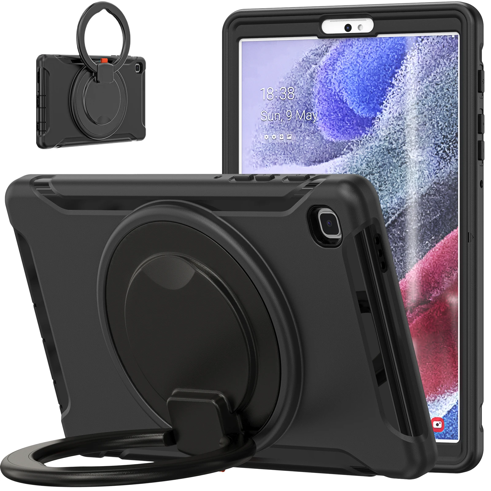 Portable Design Shockproof 3-Layer Rotating Kickstand Armor Tablet Protective Case For Samsung Galaxy Tab A7
