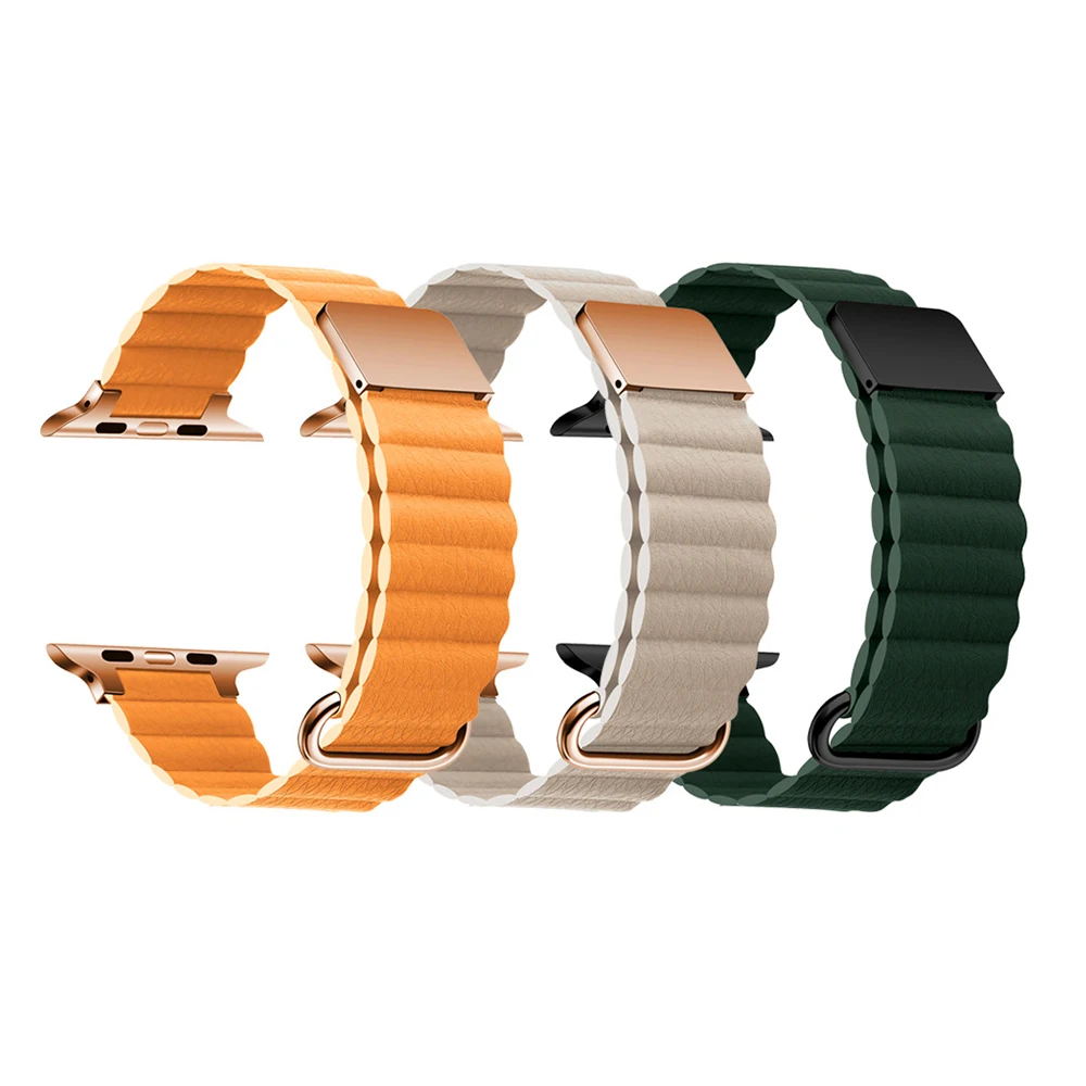 2023 New Design Magnet Leather Link Magnetic Strap Ring Loop Band For Apple Watch