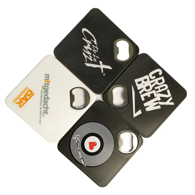 Небольшой минимальный заказ для печати логотипа на заказ, АБС-пластик и нержавеющая сталь, Магнитный жесткий пластик, рекламная открывалка для пива, подставка, открывалка для бутылок