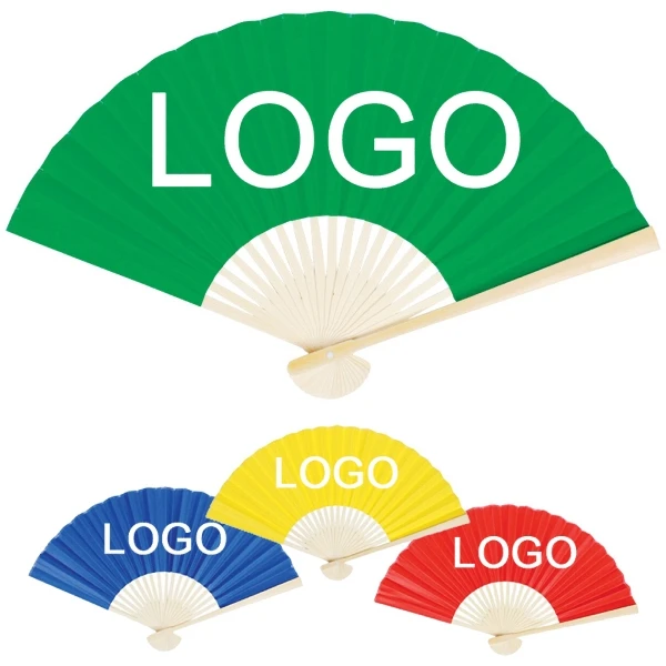 GlobalShunli customized fabric hand fan custom folding hand fan wooden hand fans