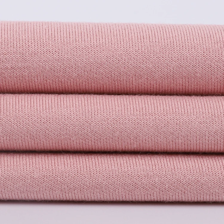 Удобная эластичная трикотажная ткань розового цвета из хлопка и спандекса