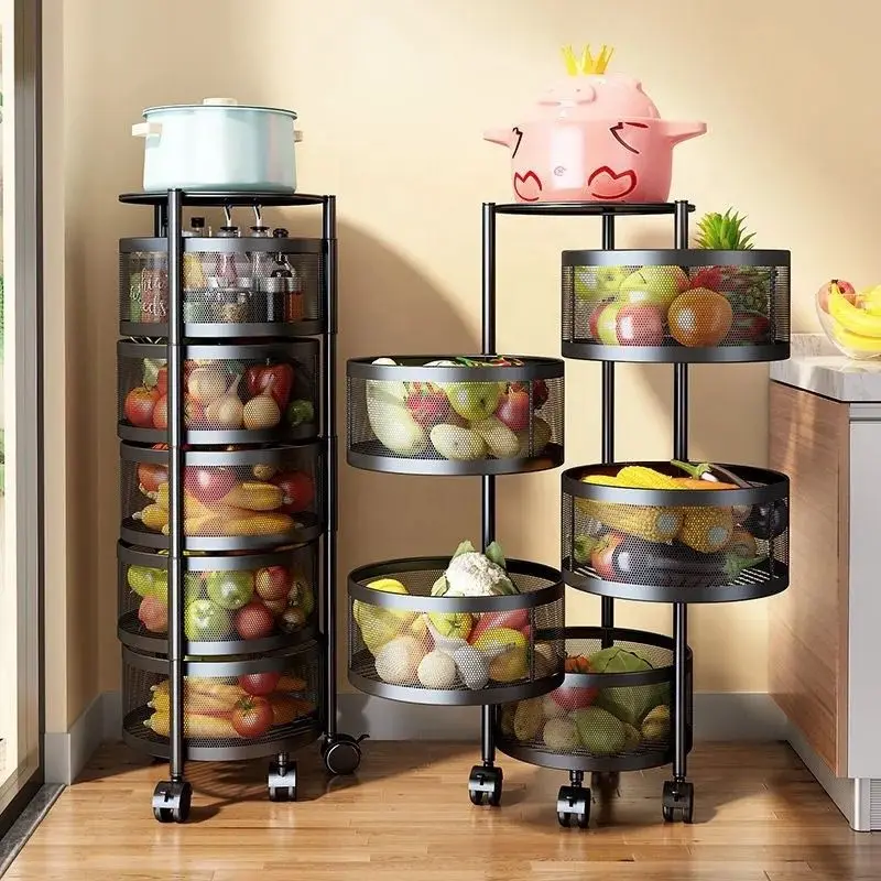 Kitchen Storage Rotatable Shelf 3/4/5 Layers Vegetable Or Fruit Storage Rack