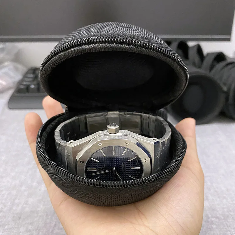 Portable Watch Pouch Case Gift Velvet coffin Envelop Snap Men EVA Insert Travel Bracelet Storage Bag and Organizer