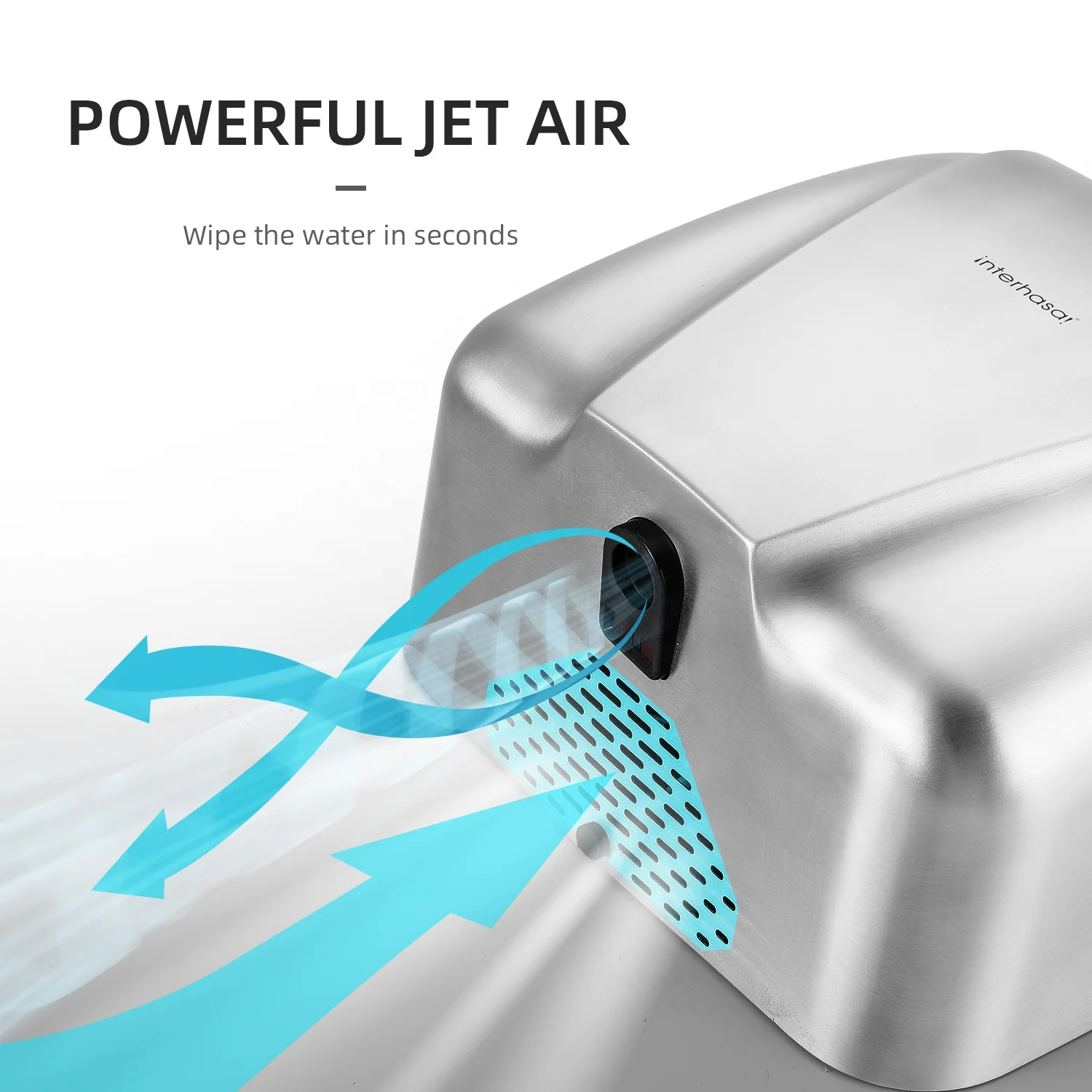 Heavy Duty Commercial washroom ss hand dryer High Speed Stainless Steel Design Warm Wind Hand Blower 1800W Brushed