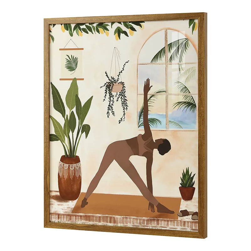 Yoga Woman Modern Wall Frame Paper Painting Art Entrance Wall Decor