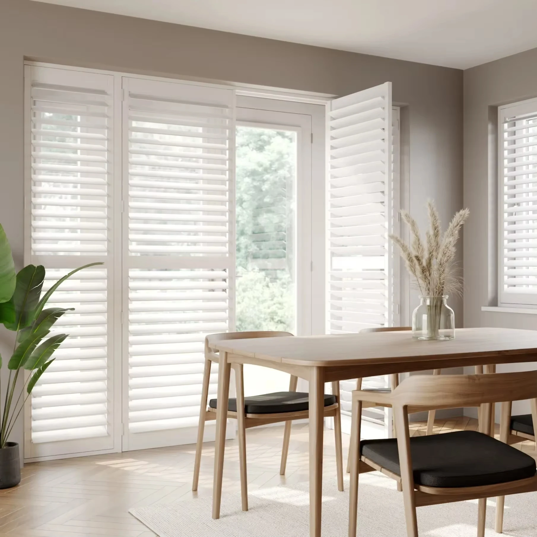 Modern fashion plantation shutters aluminum hidden tilt rod Full height shutters window shutters