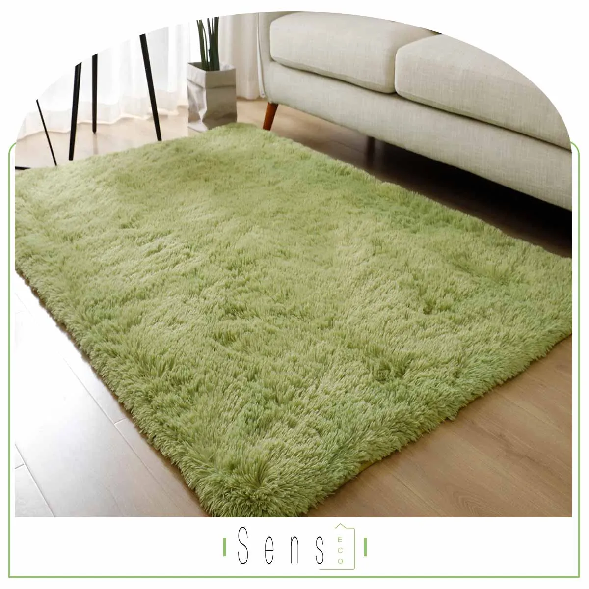Custom Color Green Thick Soft Fluffy Carpet And Rugs Green Living Room Large Polyester Shaggy Plush Carpet Rug