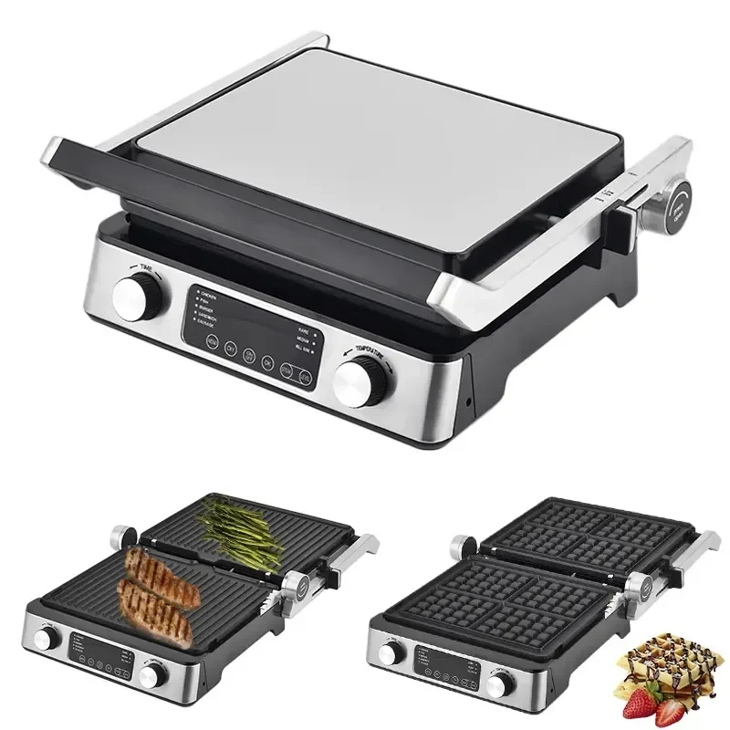Whole flat non-stick panini griddle grill electric contact grill machine steak beef cooking roaster stove Electric Contact Grill