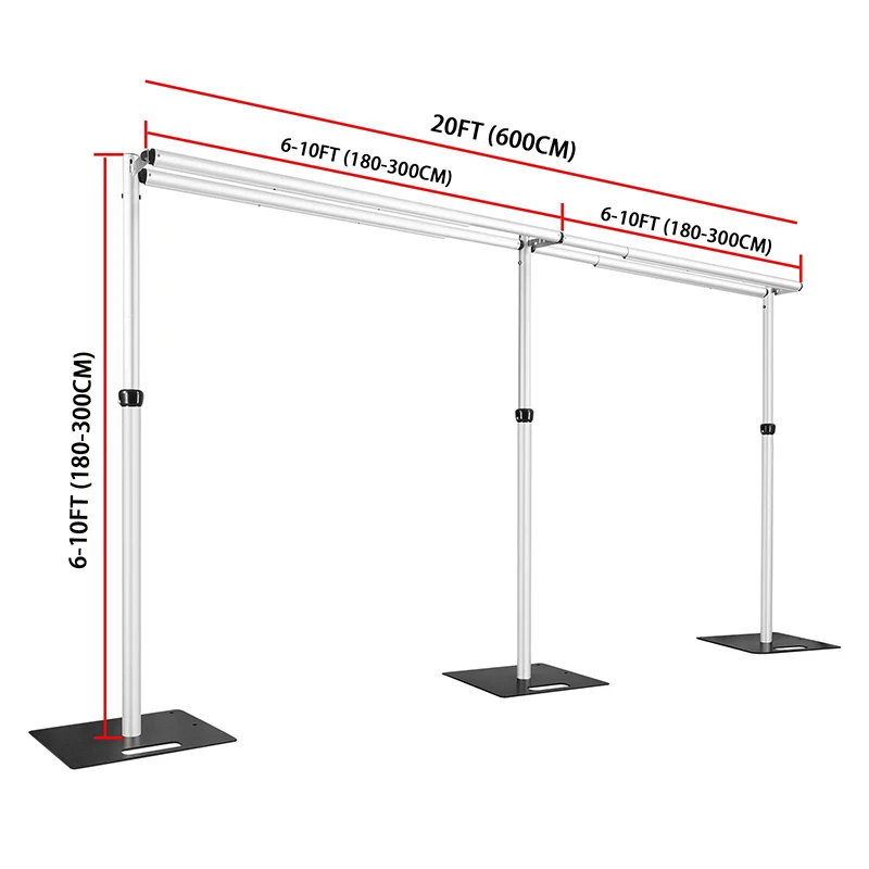 10x20Ft Double Cross bar Pipe and Drape Kit Heavy Duty Adjustable Backdrop Stand Backdrop Stand  Wedding Decor Pipe and Drape