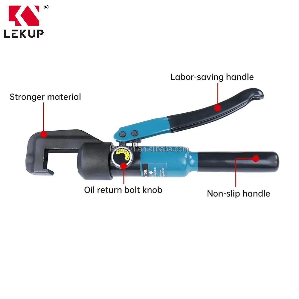 Hydraulic Wire Terminal Crimper Swager Battery Cable Lug Crimping Swaging Tool Up to 45KN with Stainless Steel Cable Cutter