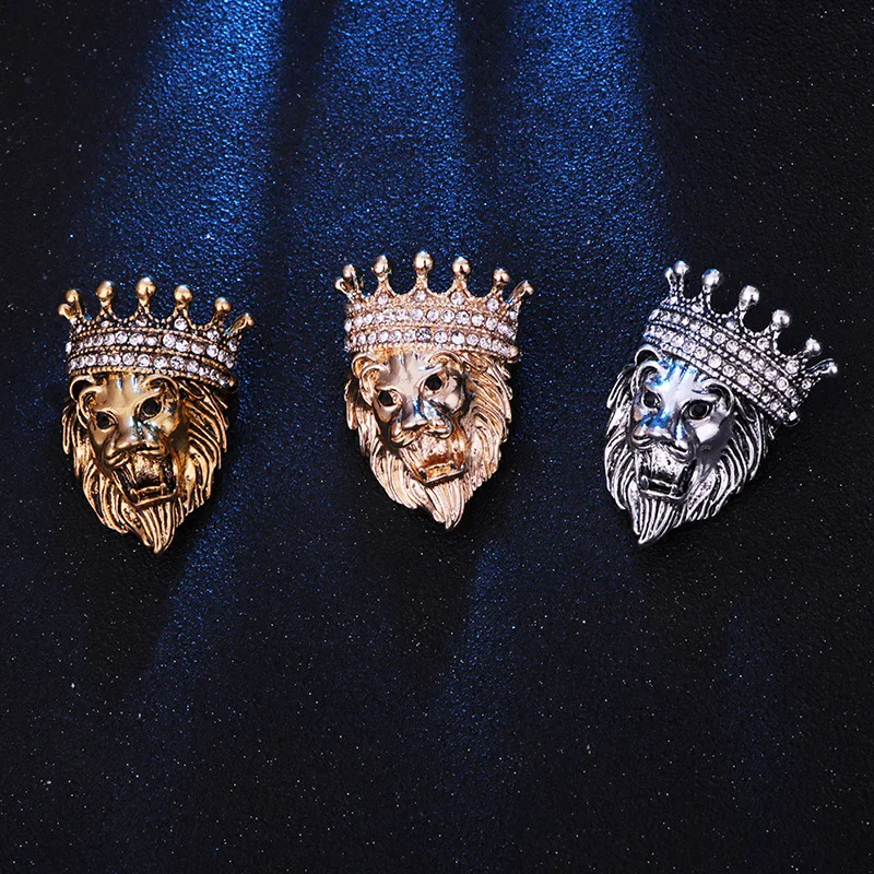 Vintage crystal rhinestone snake scorpion deer horse tiger lion head brooch pins for women