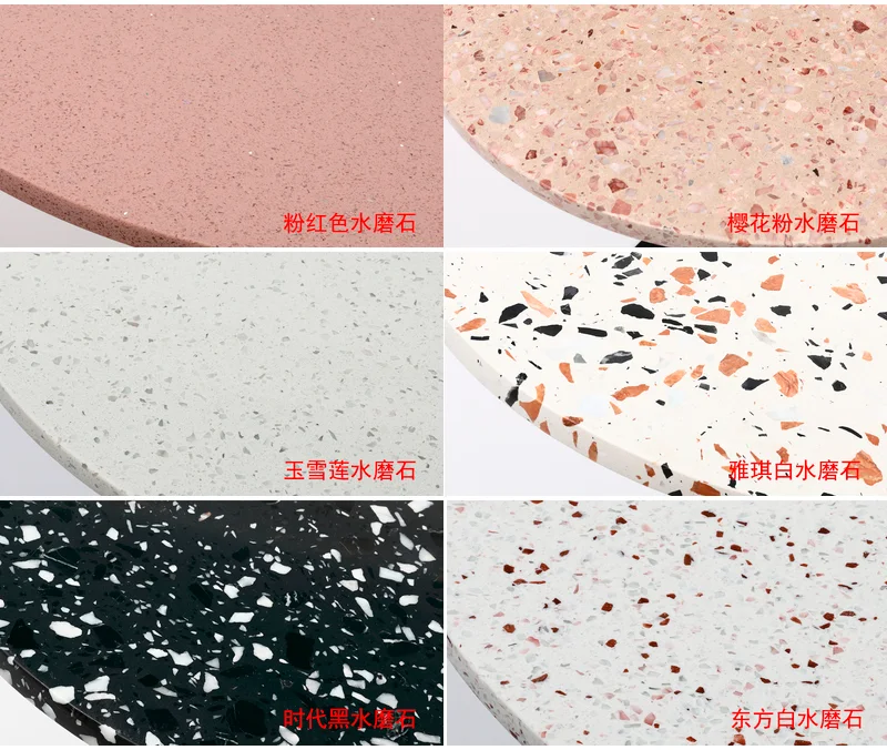 Hot sale  cafe restaurant terrazzo table top small round dining table with metal table frame design