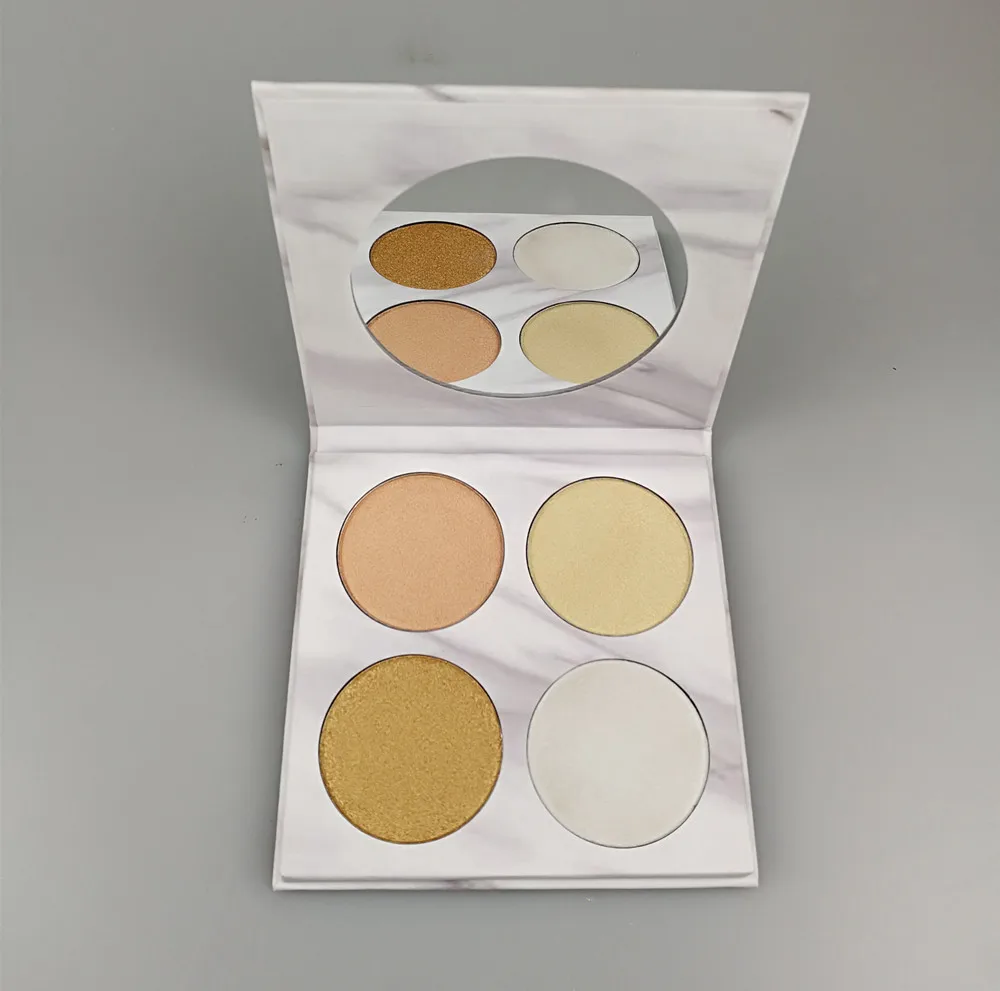 
Wholesale Custom No Label 4 Color Vegan Face Pressed Powder Shimmer Powder Highlighter Palette 