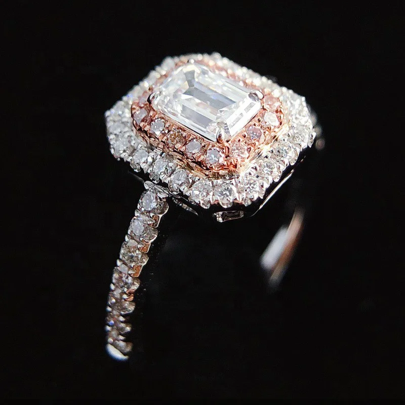 Свет ювелирных изделий класса люкс High-end GIA розовым алмазом VS 0 32 карат цельное серебро 18K бриллиантовое кольцо для женщин